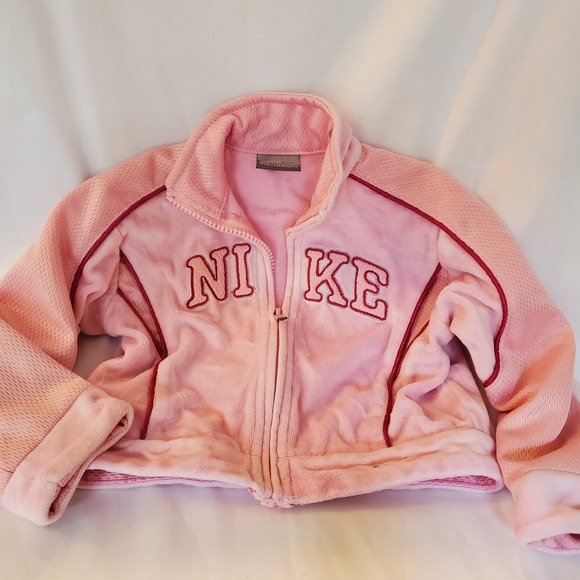 Vtg velour pink nike jacket y2k 2t Toddler Girl Mesh - Picture 1 of 6